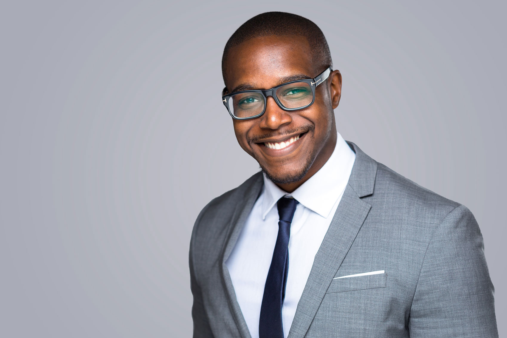 young african american male lawyer with glasses